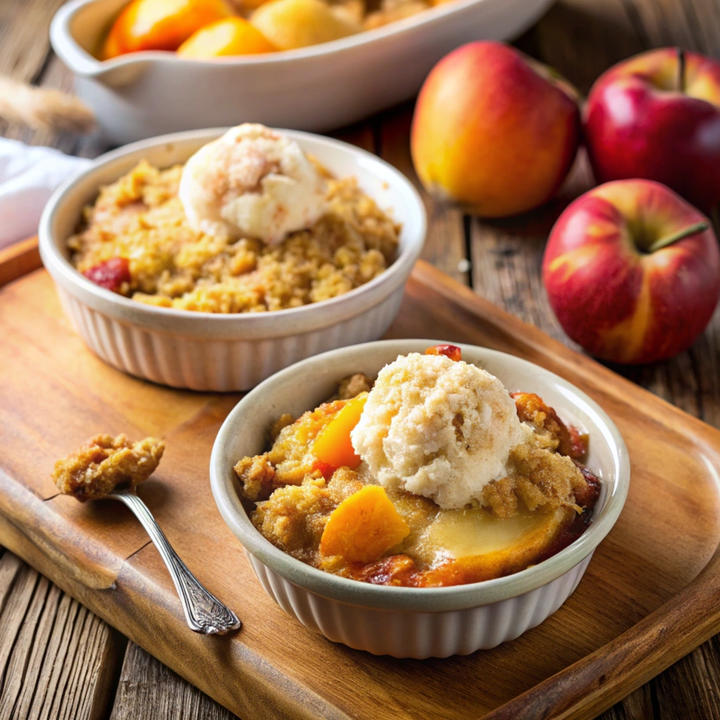difference between a peach crumble and a peach cobbler